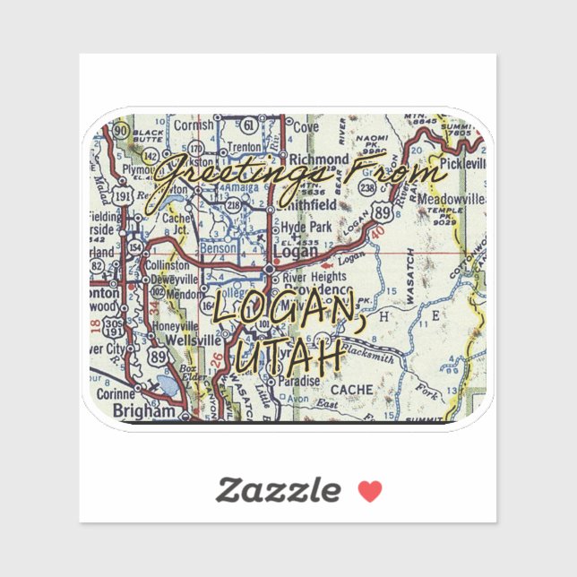 Pegatina Saludos desde Logan Utah (Hoja)