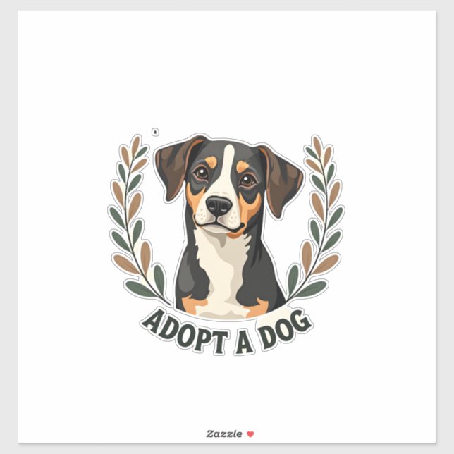 Pegatina Salva una vida Adopta un perro Ilustración de resc (Hoja)