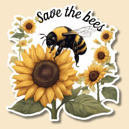 Pegatina Salvar a las abejas Bumblebee y los girasoles impe