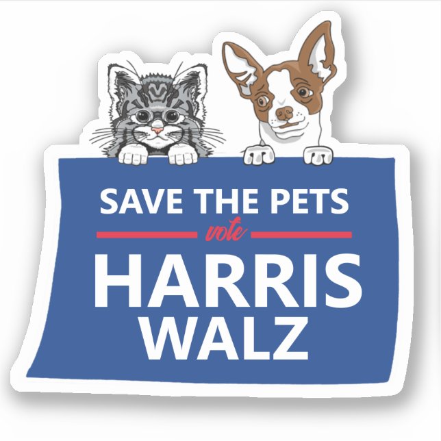 Pegatina Salven a los Mascotas para Harris Walz 2024 (Anverso)