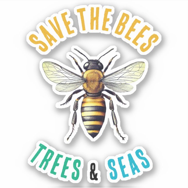 Pegatina Salven los abejas y los mares (Anverso)