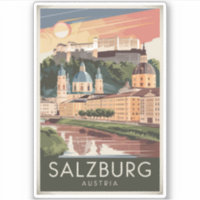 Salzburgo Austria Ilustracion Viaje Arte Vintage