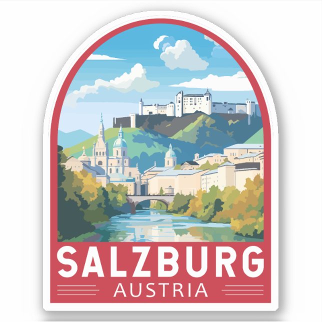 Pegatina Salzburgo Austria Viaje de arte (Anverso)