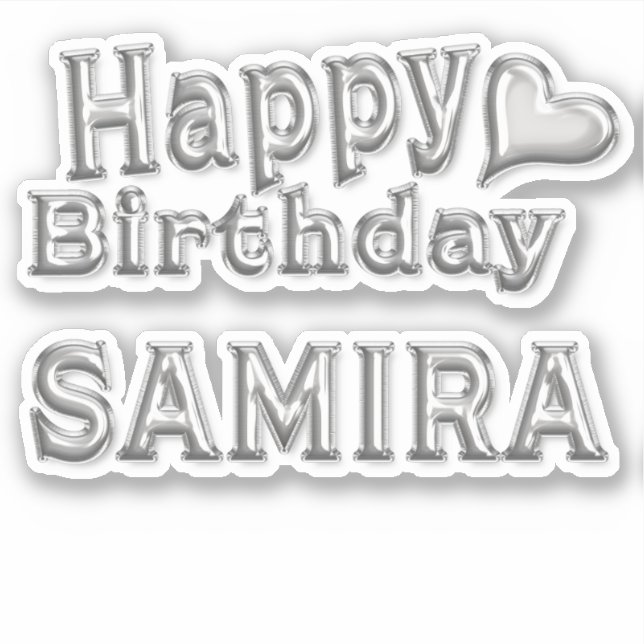 Pegatina Samira Happy Birthday silver Aufkleber Sticker (Anverso)