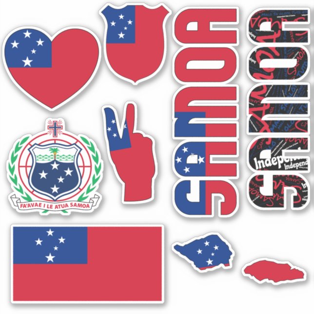 Pegatina Samoa amazónica forma símbolos nacionales (Anverso)