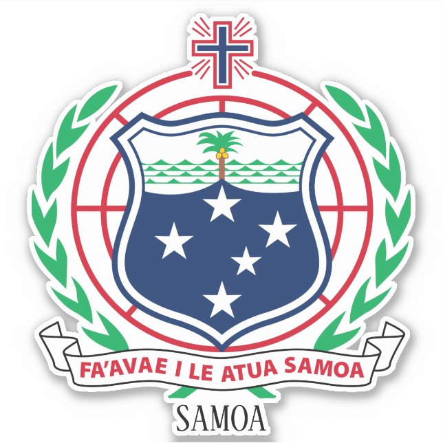 Pegatina Samoa National Coat Of Arms Patriotic (Anverso)