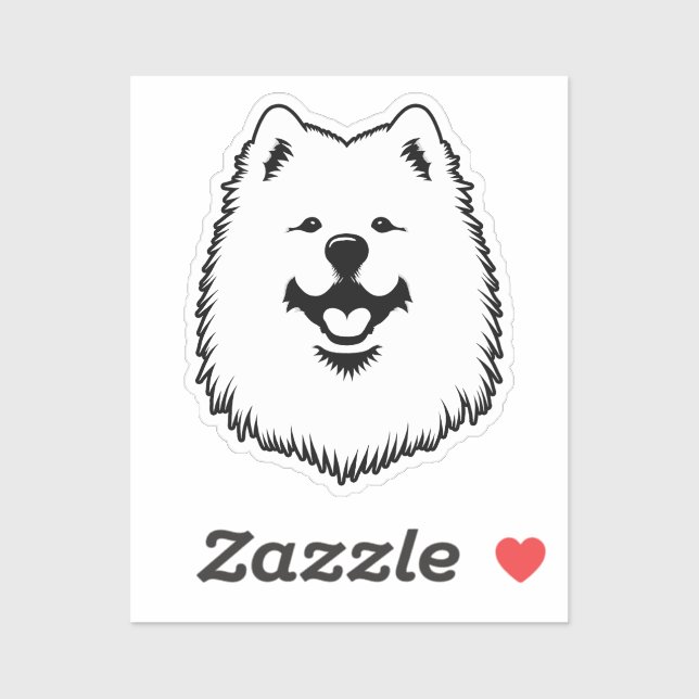 Pegatina Samoyed Cute Adorable Face Sticker - Smiling Sammy (Hoja)