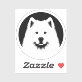 Pegatina Samoyed Pop Art Classic Round Sticker Black White