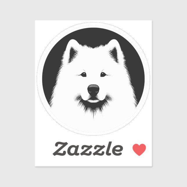 Pegatina Samoyed Pop Art Classic Round Sticker Black White (Hoja)