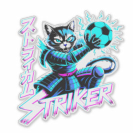 Pegatina Samurái Striker Cat Arte Glitch para consola de ju