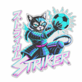 Pegatina Samurái Striker Cat de Arte Glitch para consola de