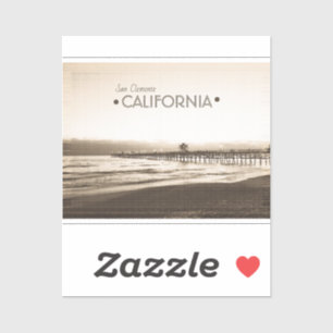 Pegatina San Clemente Pier California sepia retro vintage