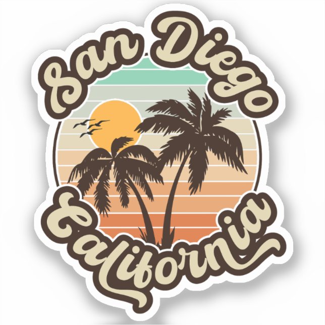 Pegatina San Diego California Sunset Palm Trees Souvenirs (Anverso)
