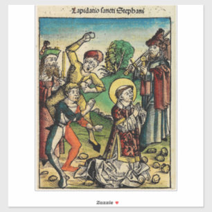 Pegatina San Esteban el Protomártir Iconografía de Arte Fin