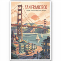 San Francisco California Skyline Travel Art Retro