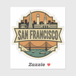 Pegatina San Francisco Skyline Vintage Retro Travel Badge 