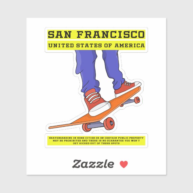 Pegatina San Francisco, USA Skate (Hoja)