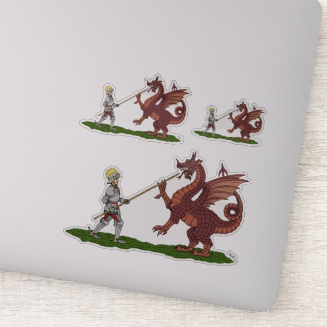 Pegatina San Jorge y el Dragón del siglo XV (Detalle)