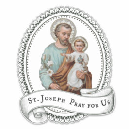 Pegatina San José Católico con Niño Jesús Religioso