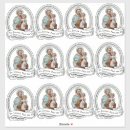 Pegatina San José Católico con Niño Jesús Religioso