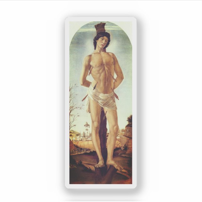 Pegatina San Sebastián por Boticelli, 1474 (Anverso)