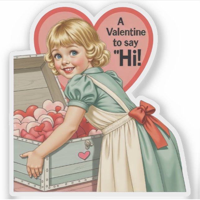 Pegatina San Valentín Retro Antiguo "Di Hola" (Anverso)