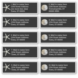 Pegatina Sand Dollar Sea Stars Black Individual Mailing