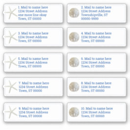 Pegatina Sand Dollar Sea Stars White Individual Mailing