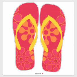 Pegatina Sandalias Red Flip Flops Beach