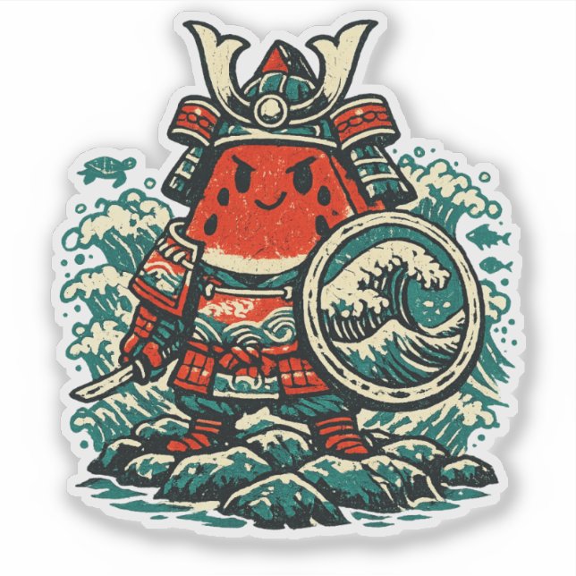 Pegatina Sandía Shogun — Guardián de los Mares (Anverso)