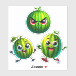 Pegatina sandías felices y enojadas