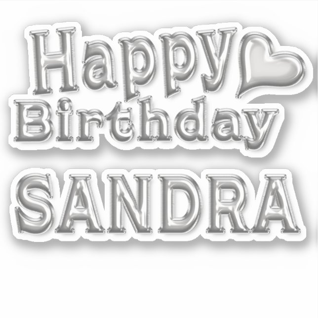 Pegatina Sandra Happy Birthday silver Aufkleber Sticker (Anverso)
