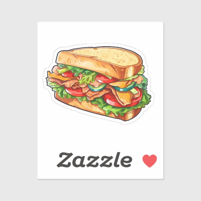 Pegatina Sándwich de dibujos animados (Hoja)