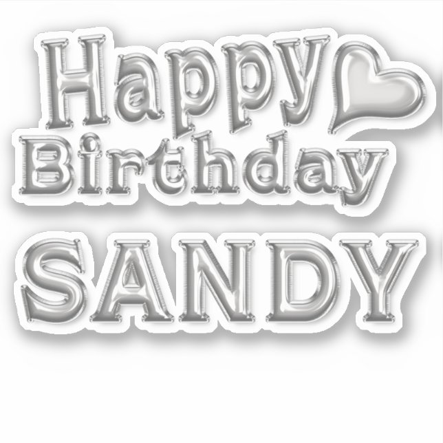 Pegatina Sandy Happy Birthday silver Aufkleber Sticker (Anverso)