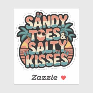 Pegatina Sandy Toes & Salty Kiss Retro Beach