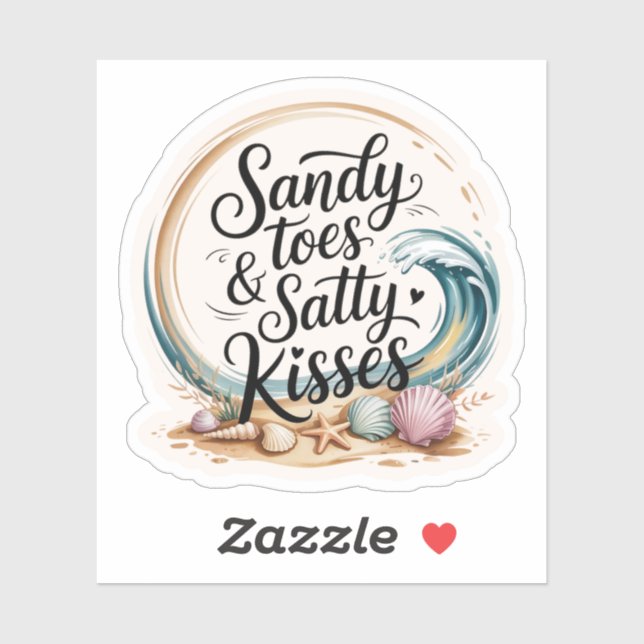 Pegatina Sandy Toes & Salty Kisses Boho Beach (Hoja)