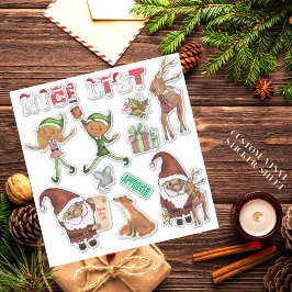 Pegatina Santa Acuarela Elfos Navidad Cortado Personalizado