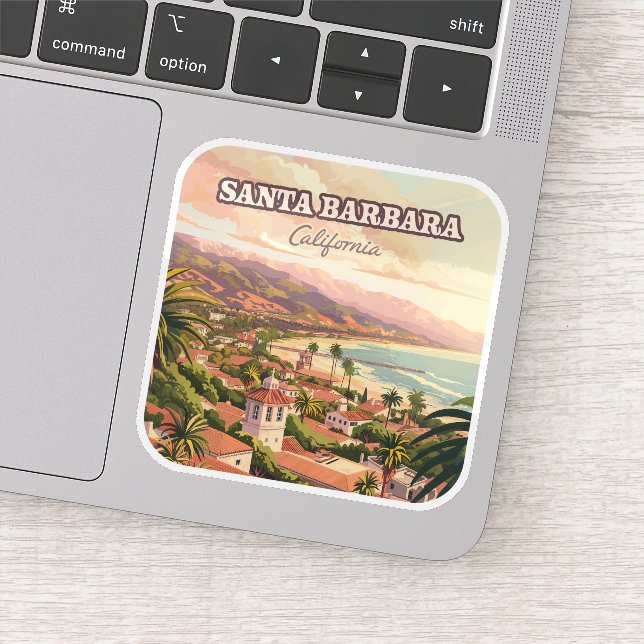 Pegatina Santa Barbara Beach Central Coast California Retro (Detalle)