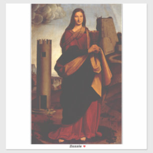 Pegatina Santa Bárbara Icono Sagrado Arte Gráfico