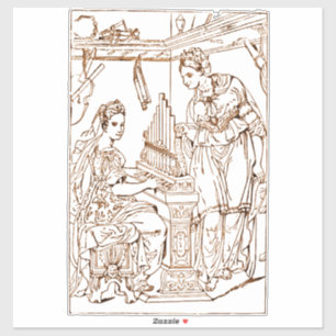 Pegatina Santa Cecilia con Santa Catalina de Alejandría