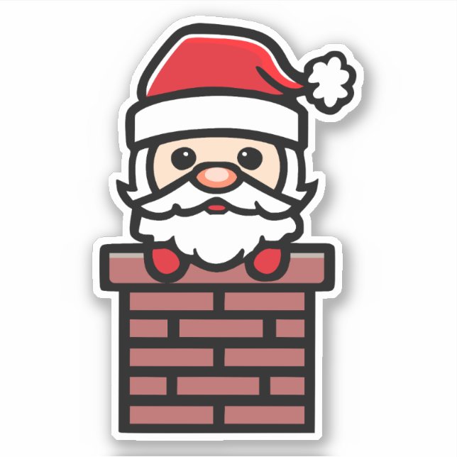 Pegatina Santa Claus abajo el Personalizado de chimenea (Anverso)
