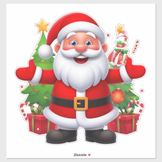 Pegatina Santa Claus alegre (Hoja)