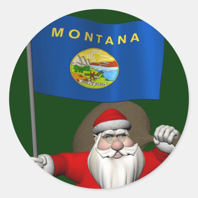 Pegatina Santa Claus Con El Diseño De Montana (Anverso)
