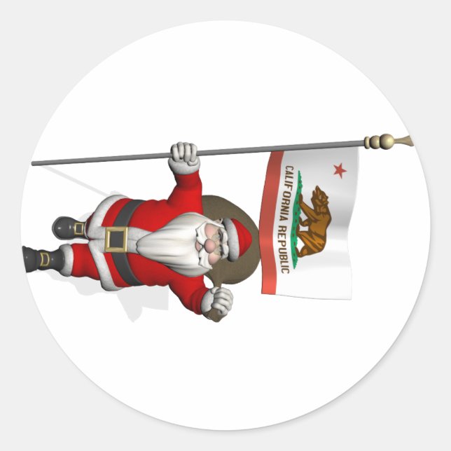 Pegatina Santa Claus Con El Fin De California (Anverso)