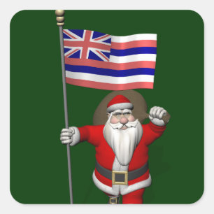 Pegatina Santa Claus Con El Firme De Hawaii