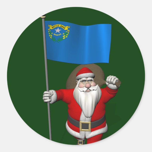 Pegatina Santa Claus Con El Firme De Nevada (Anverso)