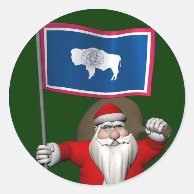 Pegatina Santa Claus Con El Firme De Wyoming (Anverso)