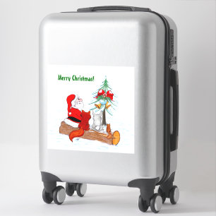 Pegatina Santa Claus con Fox de Conejo y Squirrel
