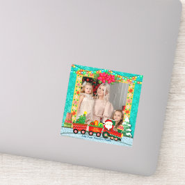 Pegatina Santa Claus en tren, Navidades y foto de vacacione