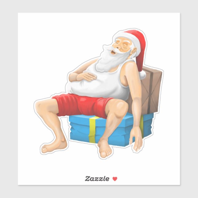 Pegatina Santa Claus está tomando una pequeña siesta (Hoja)